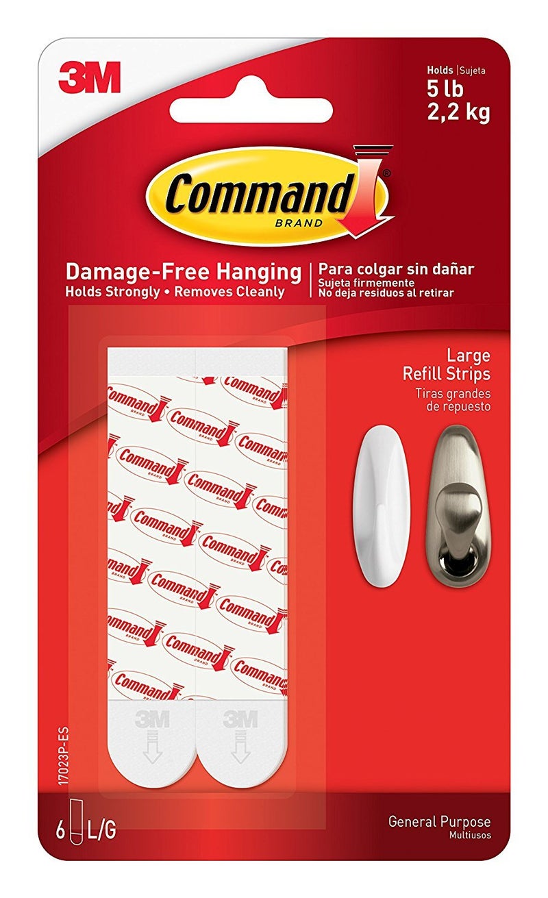 Command Mounting Refill Strips, Large, 6-Strip