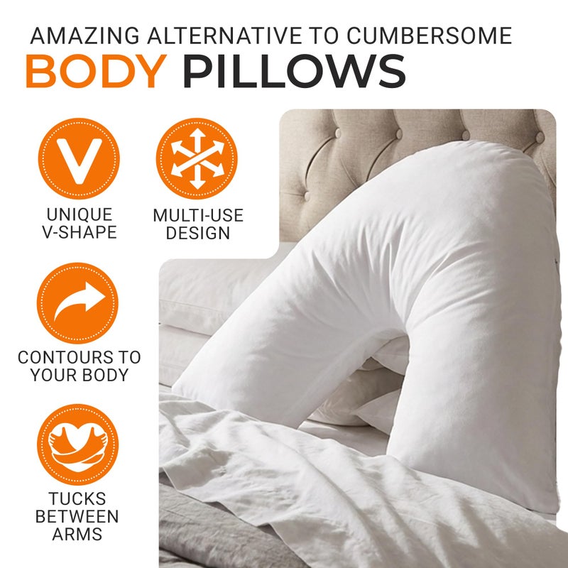 Cheer Collection Oversized V-Shaped Pillow, L-Shaped Pillow for Neck and Shoulder Support, Curved Body Pillow with Removable Pillowcase - Image 4