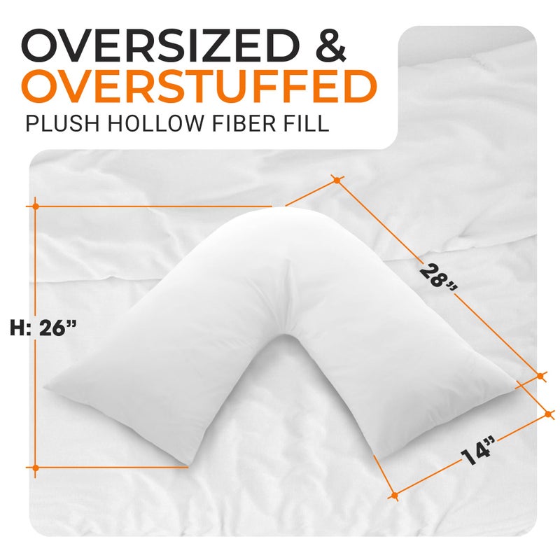 Cheer Collection Oversized V-Shaped Pillow, L-Shaped Pillow for Neck and Shoulder Support, Curved Body Pillow with Removable Pillowcase - Image 5