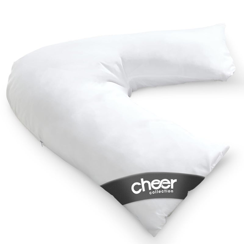 Cheer Collection Oversized V-Shaped Pillow, L-Shaped Pillow for Neck and Shoulder Support, Curved Body Pillow with Removable Pillowcase - Image 1