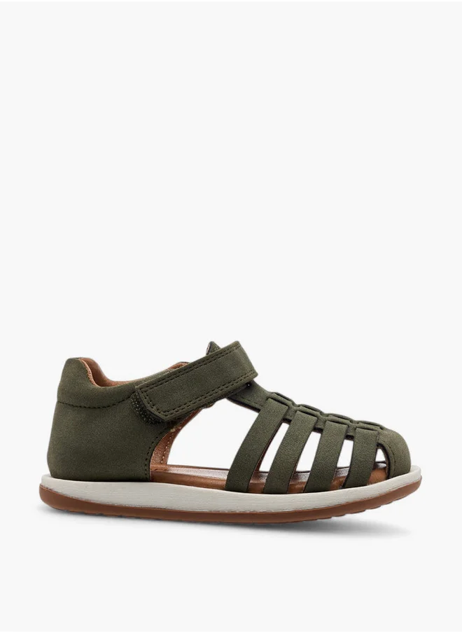 جونيورز Solid Sandals with Hook and Loop Closure