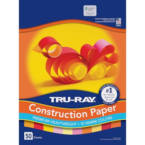 Tru-Ray Heavyweight Construction Paper, Warm Assorted Colors, 9" x 12", 50 Sheets,102947 - Image 1