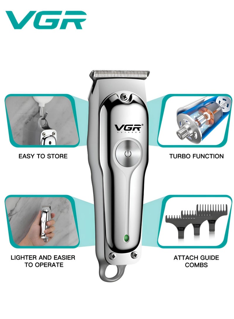 VGR Hair Clipper Shaver 120Min Working Time 600mAh Battery With 3 Guide Comb Led Light Usb Charging For Home Travel Car Dormitory V-071 - Image 3