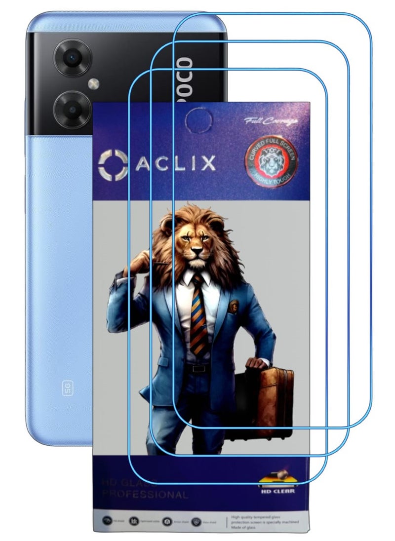 ACLIX 3 Pieces Antistatic ESD Dustproof Premium Quality High Definition Clear Tempered Glass Screen Protector Designed For Xiaomi Poco M4 5G - Image 1