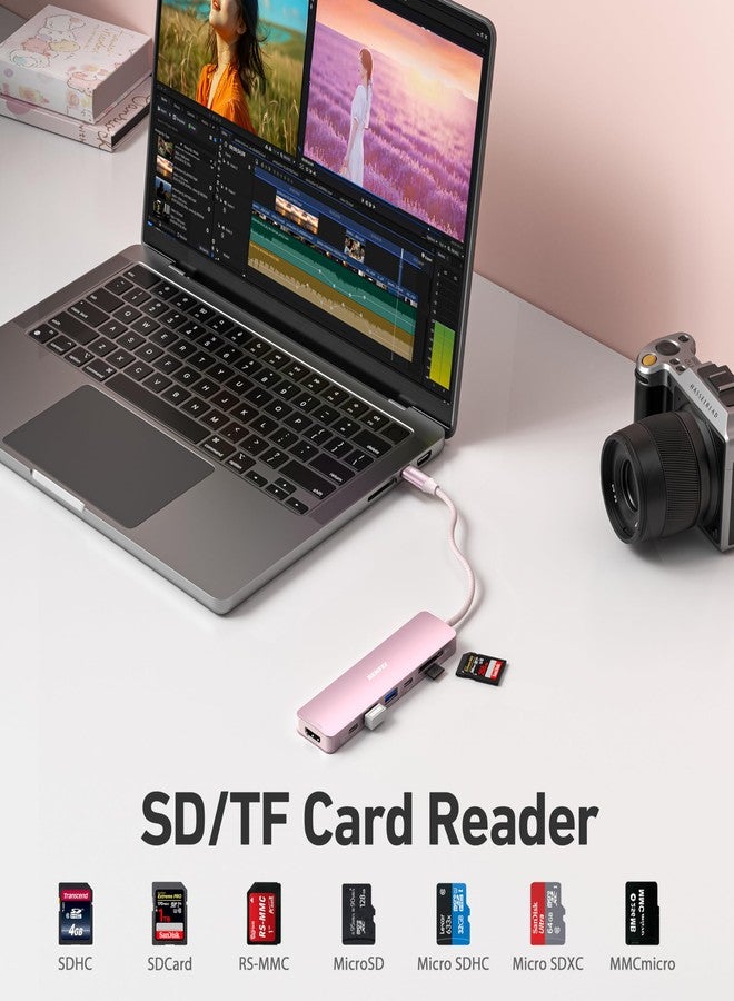 BENFEI 7-in-1 USB C Hub with HDMI(4K@60Hz), 2 USB-A, 1 USB-C Data, 100W Charge, SD/TF Card Reader, Silicone Tangle-Free Cable Compatible with MacBook Pro/Air, iPad Pro, iMac, iPhone 15 Pro/Pro Max - Image 4