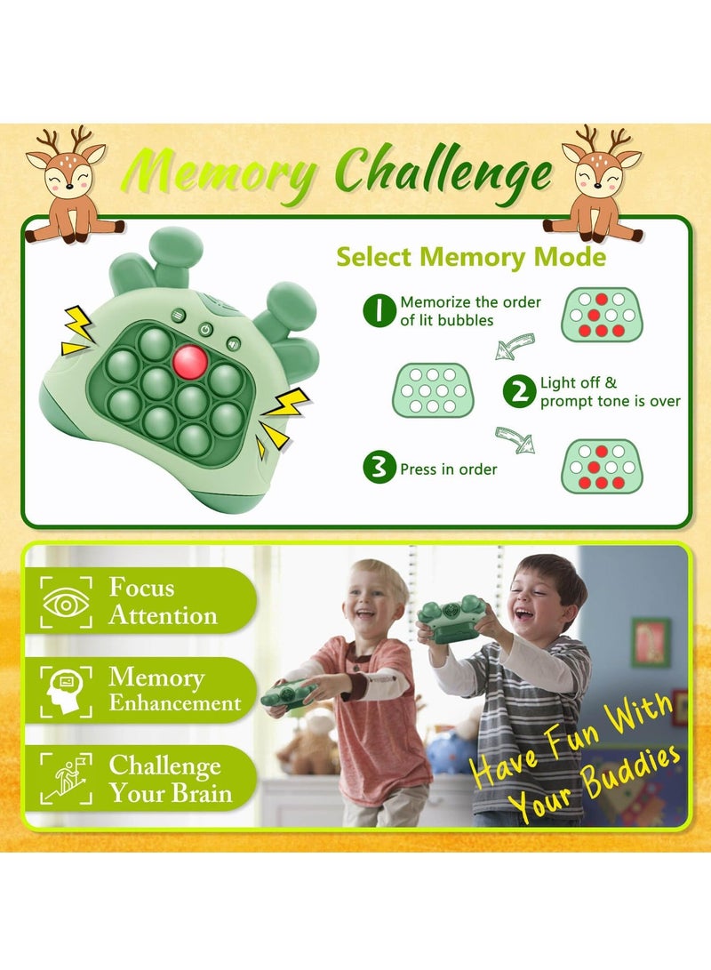 Handheld Game for Kids Aldult Push Pop Game It Fidget Toys Quick Push Game Whack a Mole Puzzle Game Machine Bubble Stress Pop Light Up Game Multiple Game Modes Birthday Gifts Children Green