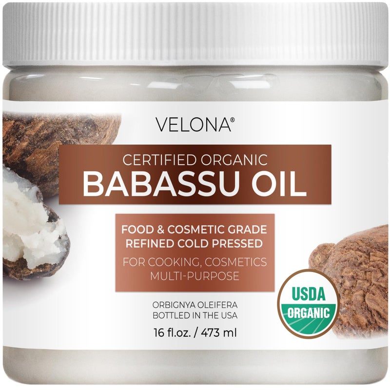 velona Babassu Oil USDA Certified Organic - 16 Fl Oz | 100% Pure and Natural Carrier Oil | Refined, Cold Pressed | Face, Hair, Body & Skin Care and Cooking | Use Today - Enjoy Results - Image 1