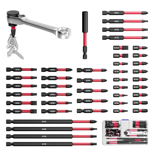 YOSIGHT 46Pcs Screwdriver Bits Set, S2 Steel Screwdriver Impact Bits Kit With 1Pc Magnetic Bit Holder & a Wrench, Used for Power Screwdrivers and Electric Drill Drivers - Image 1