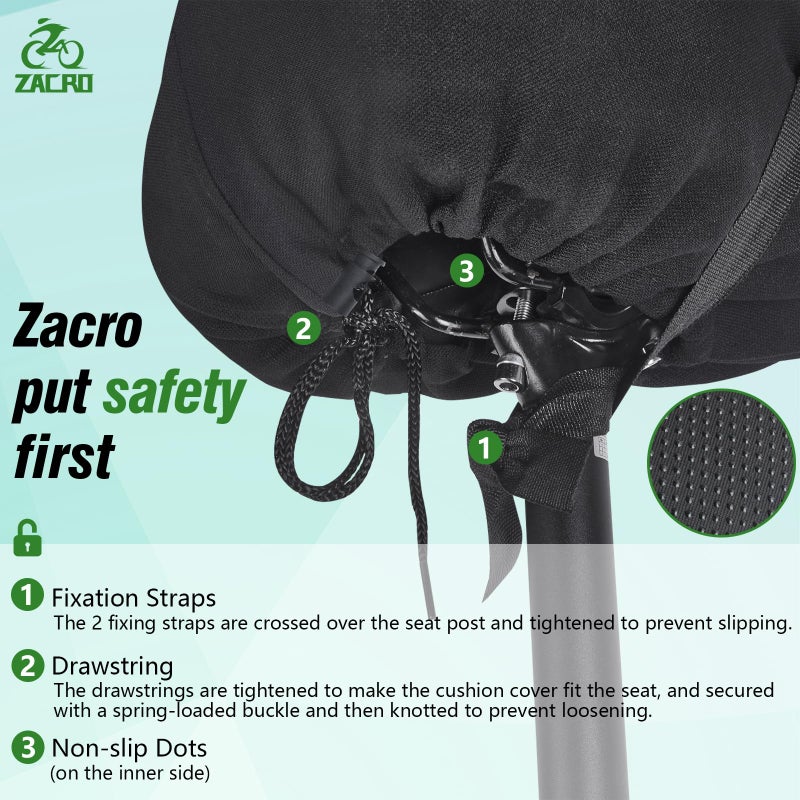 Zacro Bike Seat Cushion - Padded Gel Bike Seat Cover for Men & Women Comfort, Extra Soft Bicycle Saddle fit with Peloton, Spin Stationary Exercise - Image 4