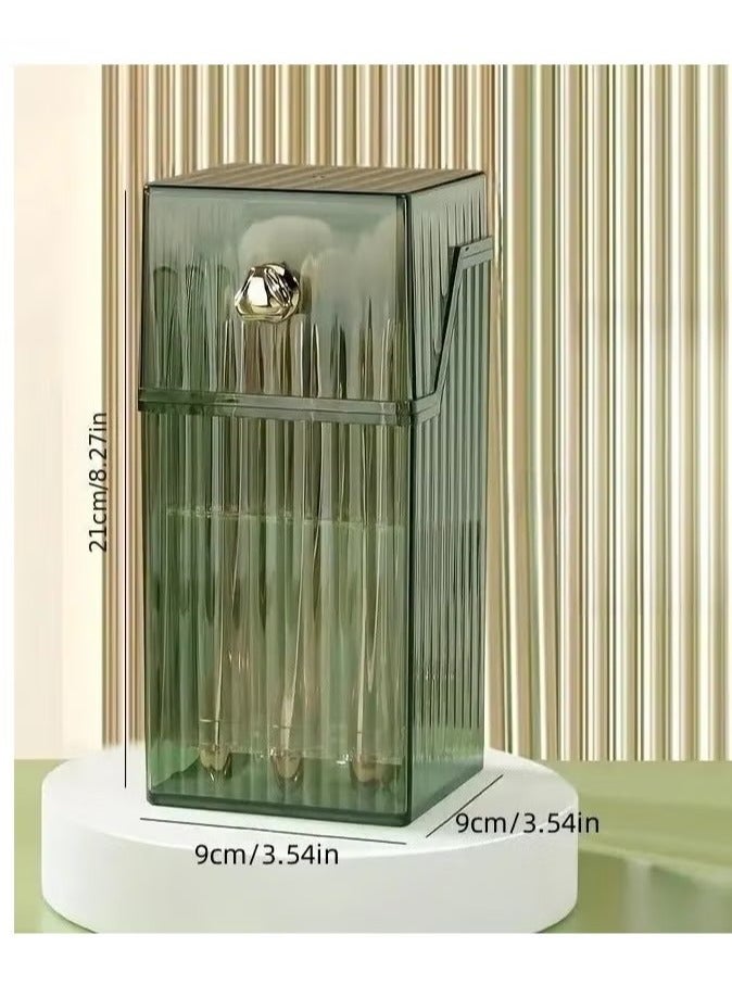 أوريتي صندوق تخزين فرش المكياج الشفاف المقاوم للغبار، منظم لقلم الحواجب وفرشاة ظلال العيون وفرش المكياج، مع غطاء - Image 1