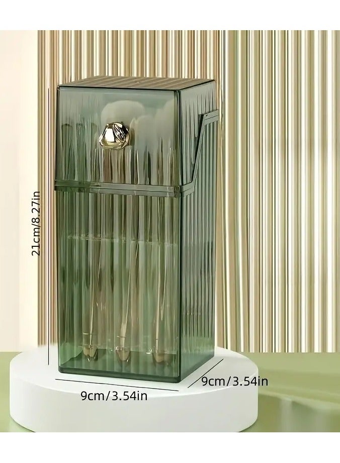 أوريتي صندوق تخزين فرش المكياج الشفاف المقاوم للغبار، منظم لقلم الحواجب وفرشاة ظلال العيون وفرش المكياج، مع غطاء - Image 2