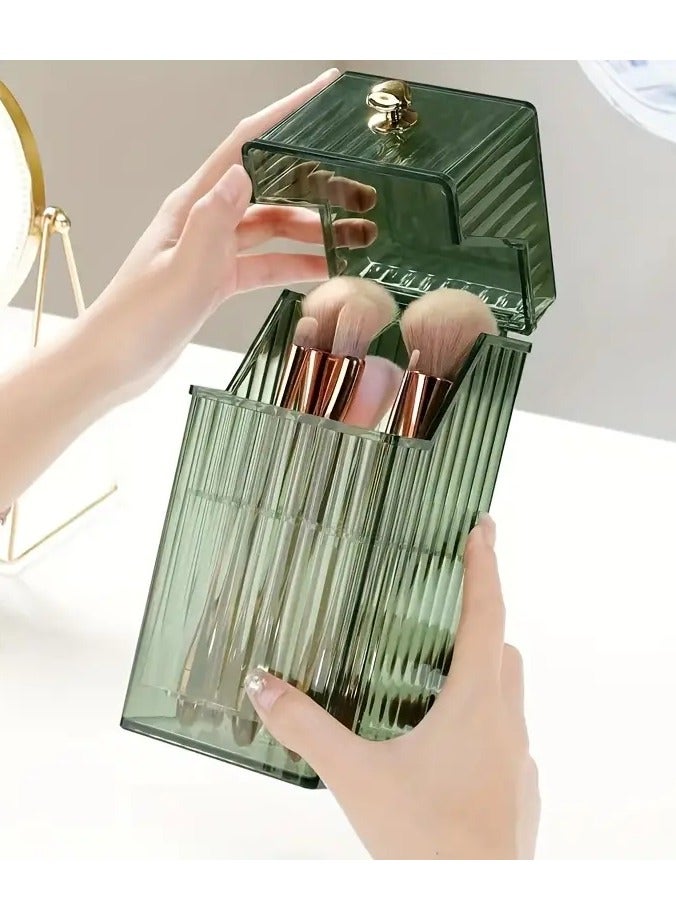 أوريتي صندوق تخزين فرش المكياج الشفاف المقاوم للغبار، منظم لقلم الحواجب وفرشاة ظلال العيون وفرش المكياج، مع غطاء - Image 3