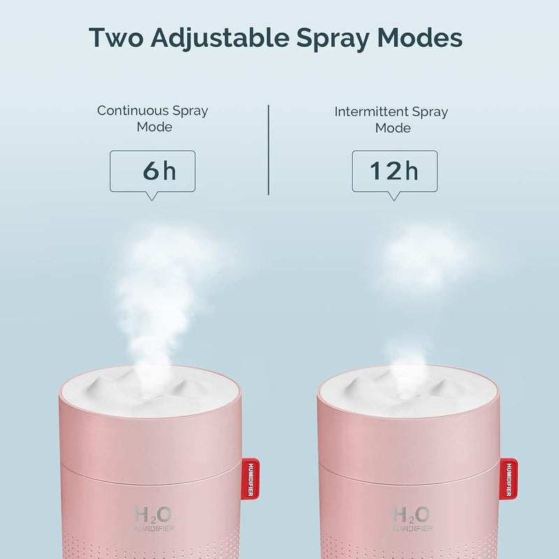 MOVTIP Portable Mini Cool Mist Humidifier, 500ml USB Personal Desktop Humidifier for Baby Bedroom, Travel, Office, Home - Auto Shut-Off, 2 Mist Modes, Super Quiet (Pink) - Image 4
