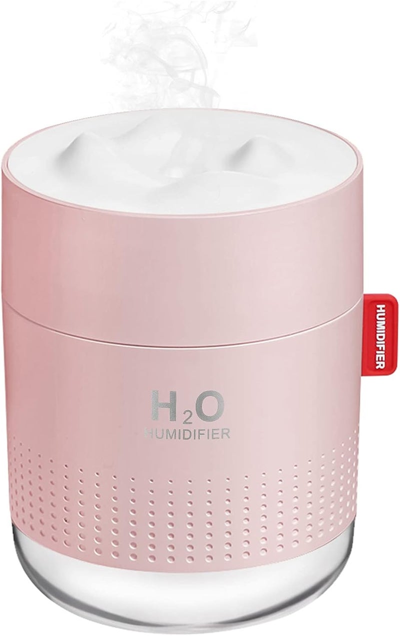 MOVTIP Portable Mini Cool Mist Humidifier, 500ml USB Personal Desktop Humidifier for Baby Bedroom, Travel, Office, Home - Auto Shut-Off, 2 Mist Modes, Super Quiet (Pink) - Image 1
