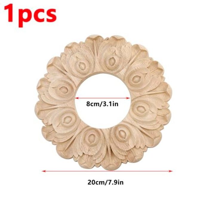 Antrader Ceiling Medallion,Wood Ceiling Cover Home Lighting Ceiling Medallions Ring Ceiling Fan Medallion for Light Fixtures and Ceiling Fans,3.1" ID x 7.9" OD - Image 5