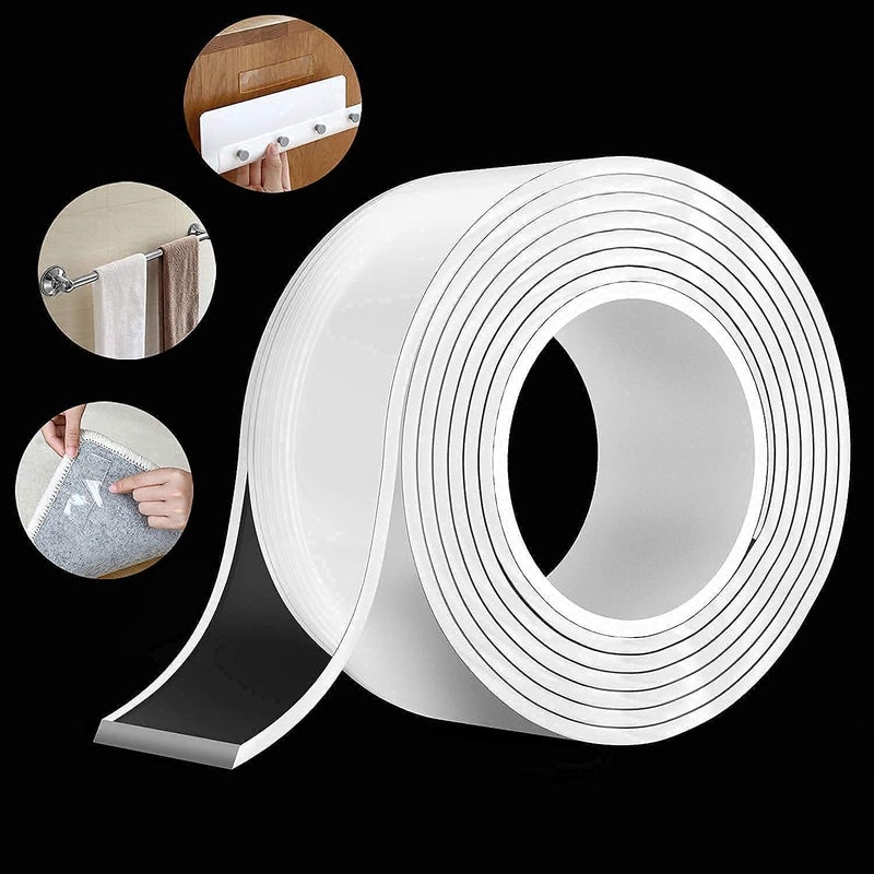 SBMN Enterprises Double Sided Tape with Cutter 3 Meter Removable and Washable Grip Mounting Tape for Home Office Car Decoration Fixing Carpets  - Image 1