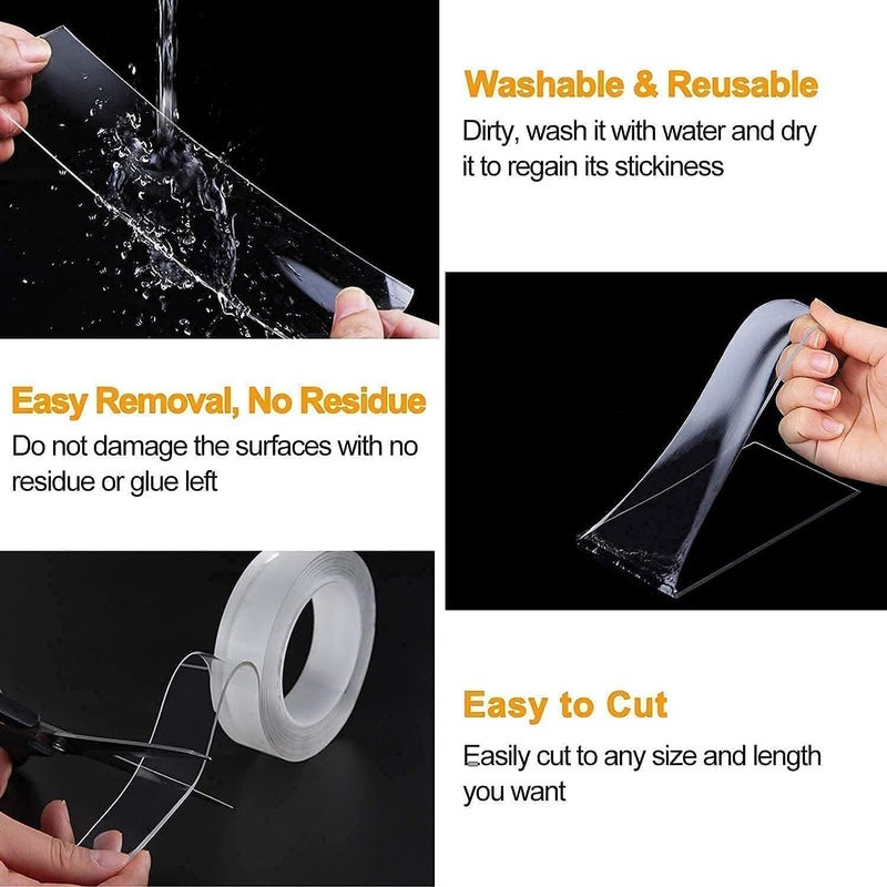 SBMN Enterprises Double Sided Tape with Cutter 3 Meter Removable and Washable Grip Mounting Tape for Home Office Car Decoration Fixing Carpets  - Image 2