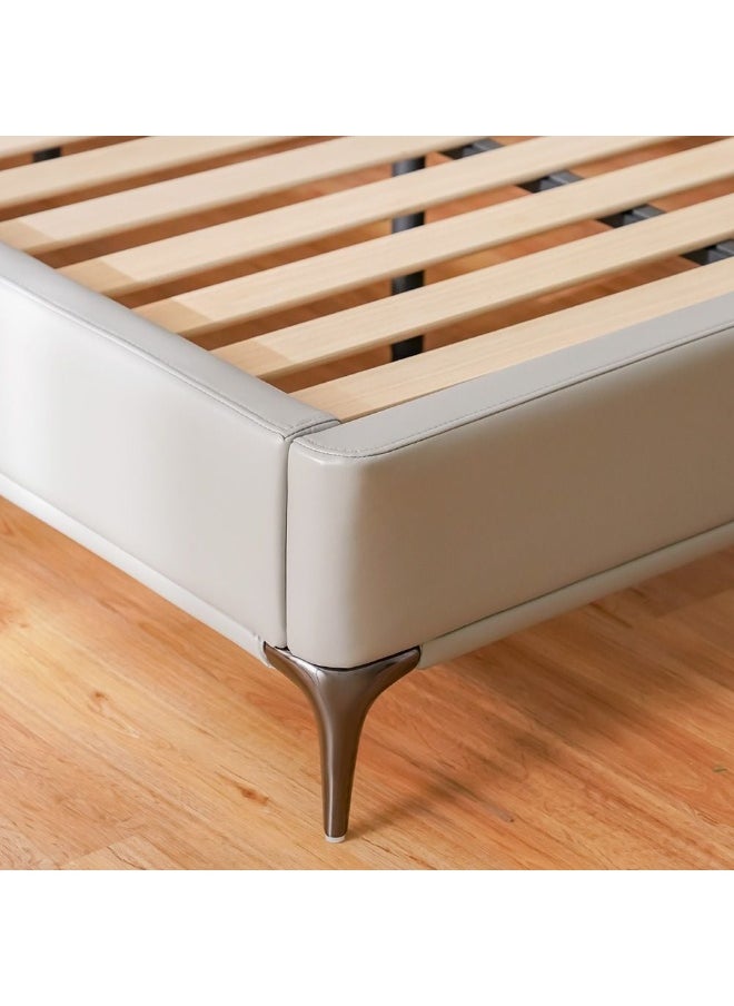 DANUBE HOME Marja 180X200 King Bed With Movable Headrest Modern Design Wooden Double Bed Frame Furniture Comfortable Bed (Mattress Not Included) L250Xw195Xh85Cm-Warm Grey  - Image 1