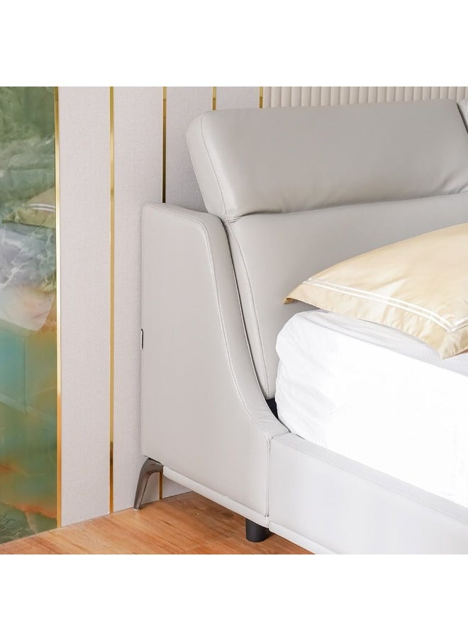 DANUBE HOME Marja 180X200 King Bed With Movable Headrest Modern Design Wooden Double Bed Frame Furniture Comfortable Bed (Mattress Not Included) L250Xw195Xh85Cm-Warm Grey  - Image 4