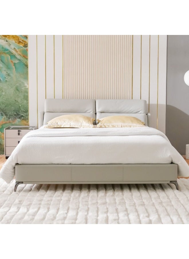 DANUBE HOME Marja 180X200 King Bed With Movable Headrest Modern Design Wooden Double Bed Frame Furniture Comfortable Bed (Mattress Not Included) L250Xw195Xh85Cm-Warm Grey  - Image 5
