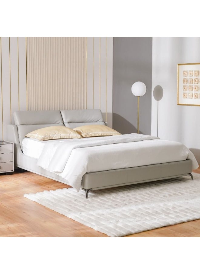 DANUBE HOME Marja 180X200 King Bed With Movable Headrest Modern Design Wooden Double Bed Frame Furniture Comfortable Bed (Mattress Not Included) L250Xw195Xh85Cm-Warm Grey  - Image 3