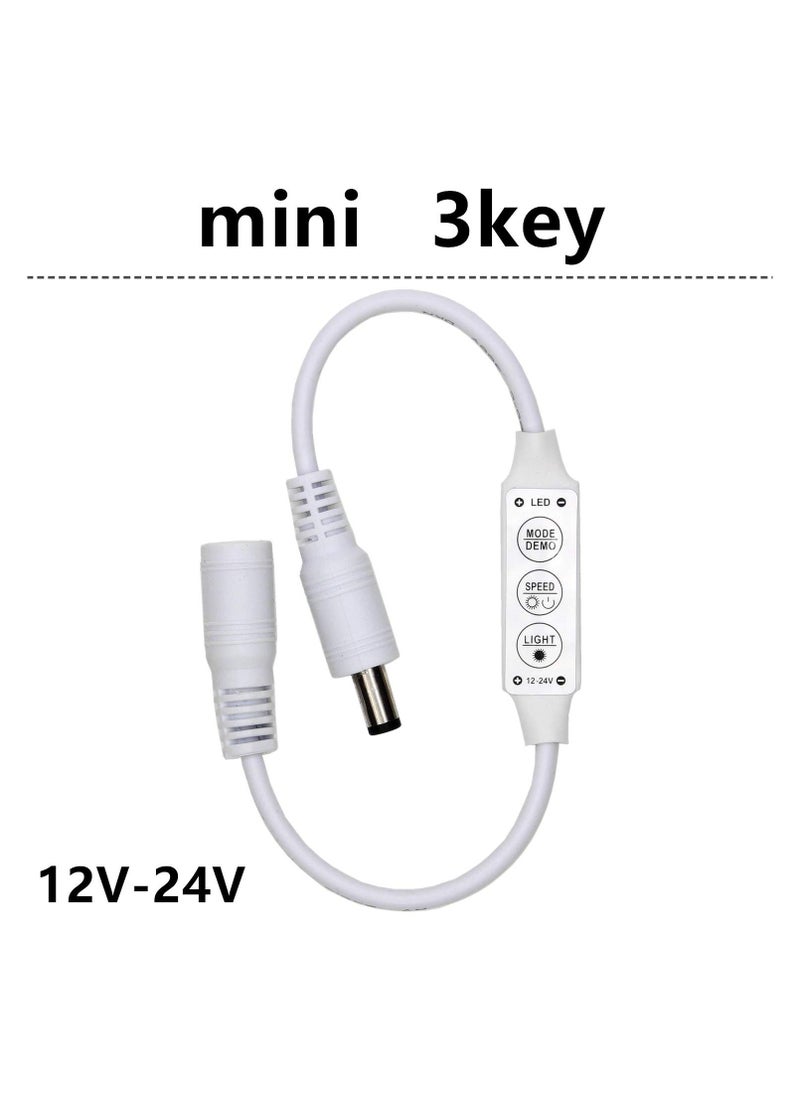 SOLDOUT - DC12V 24V Mini Led Dimmer Controller 3 Key With DC Connector Single Color Led Strip Light SMD Controller 3528 5050 5630 - Image 1