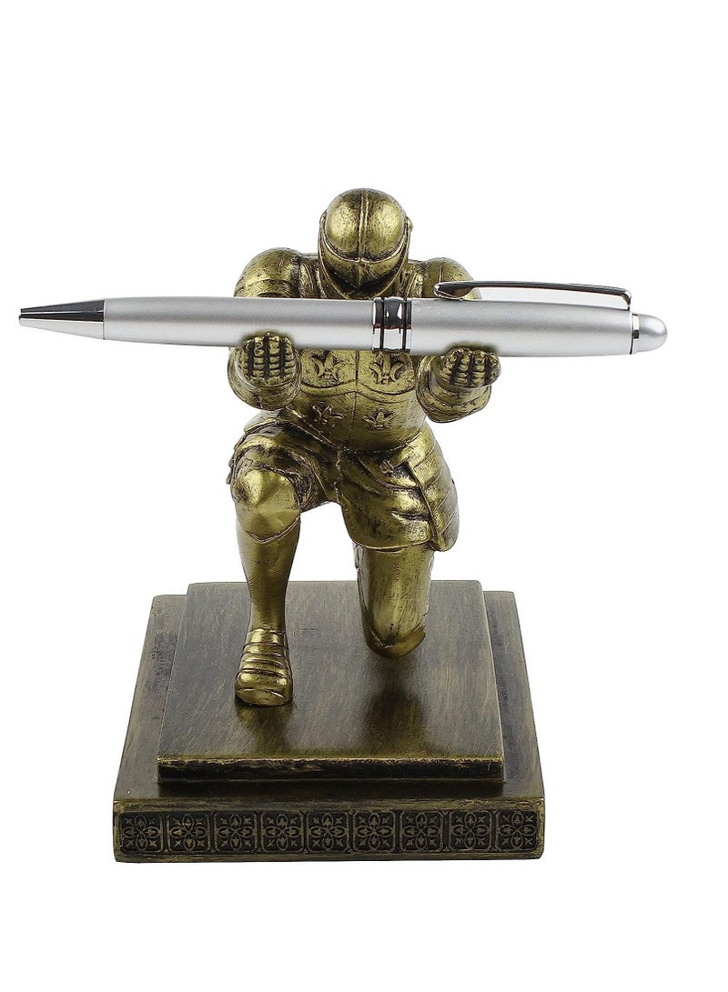 SYOSI Executive Knight Pen Holder Personalized decoration Desk Accessory Stationery organizer creative Pen Stand Decorative Gift for Office Blue - Image 4
