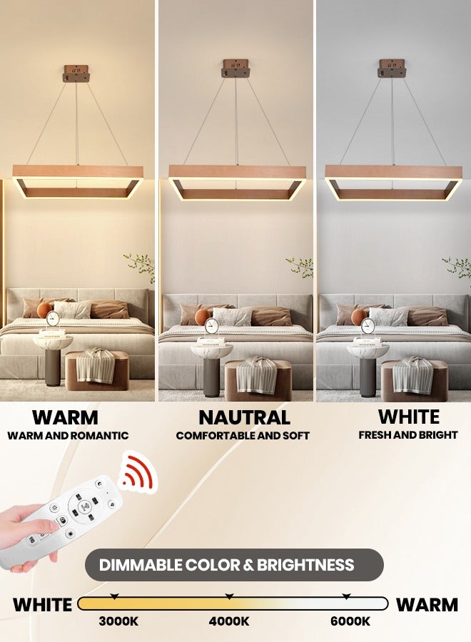 YATAI LIGHTING Modern LED Chandelier,Remote Control 1 Ring Dimmable Square Chandelier for Living Dining Room, Foyer Chandelier Lighting Fixture,Ceiling Hanging Living Room LED Light Fixture (Brown, 1-Ring)  - Image 2