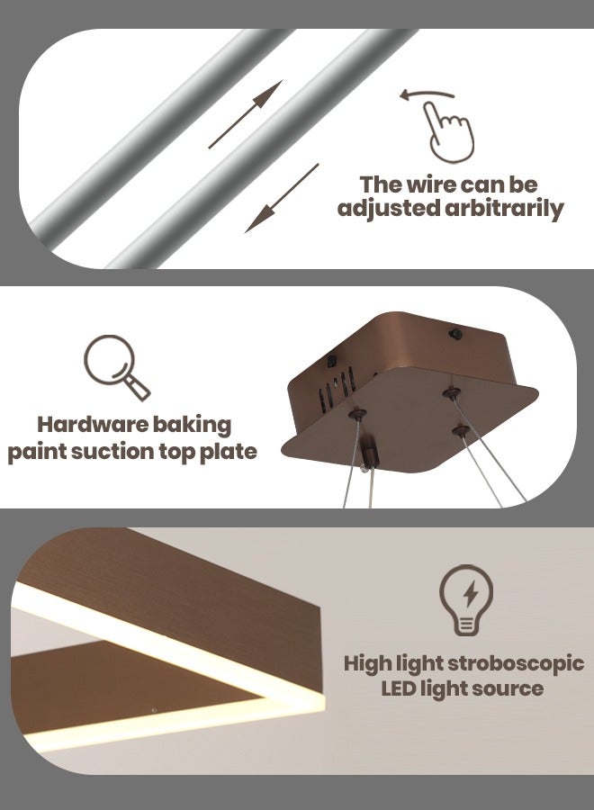 YATAI LIGHTING Modern LED Chandelier,Remote Control 1 Ring Dimmable Square Chandelier for Living Dining Room, Foyer Chandelier Lighting Fixture,Ceiling Hanging Living Room LED Light Fixture (Brown, 1-Ring)  - Image 4