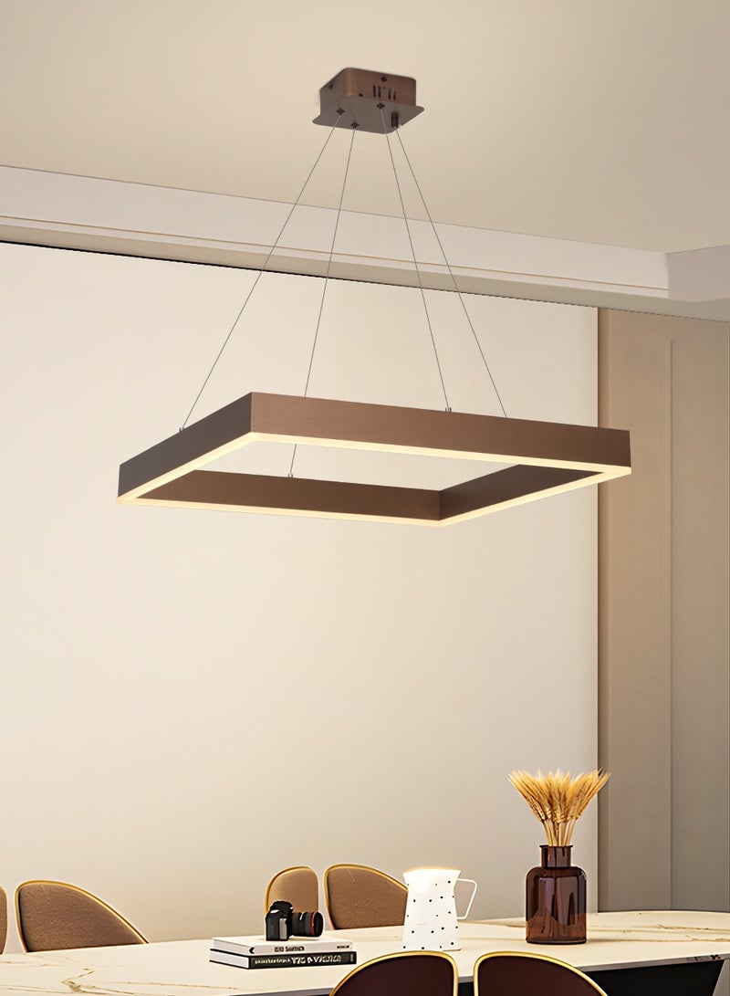 YATAI LIGHTING Modern LED Chandelier,Remote Control 1 Ring Dimmable Square Chandelier for Living Dining Room, Foyer Chandelier Lighting Fixture,Ceiling Hanging Living Room LED Light Fixture (Brown, 1-Ring)  - Image 5