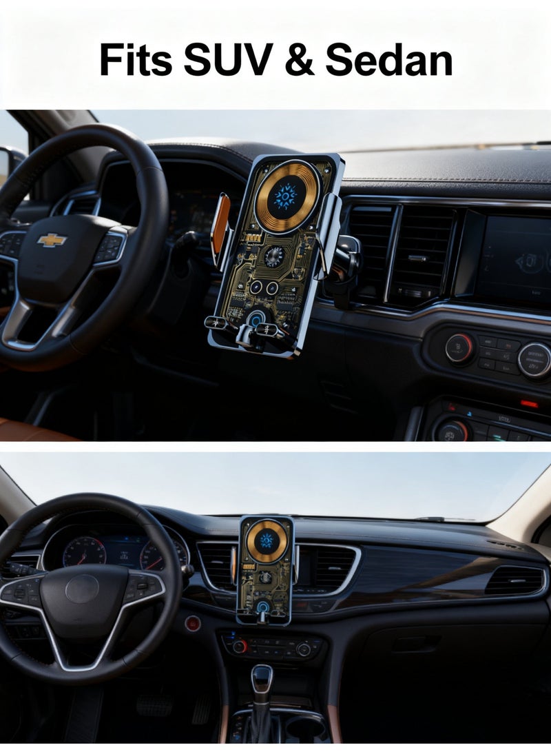 Premium Auto-Sensing 15W Car Charger Mount - Smart Anti-Shake, Full Rotation, Universal Compatibility - Image 1