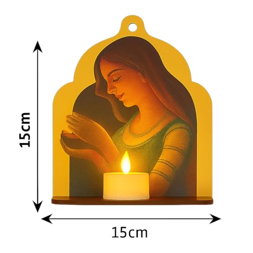 ANSHKIT Wooden Jharokha Wall Hanging Tea Light Holder – Traditional Diya Stand & Floating Shelf for Pooja Room, Living Room, Balcony & Temple Décor | Diwali Decoration Items for Home & Main Door (Set of 5) - Image 3