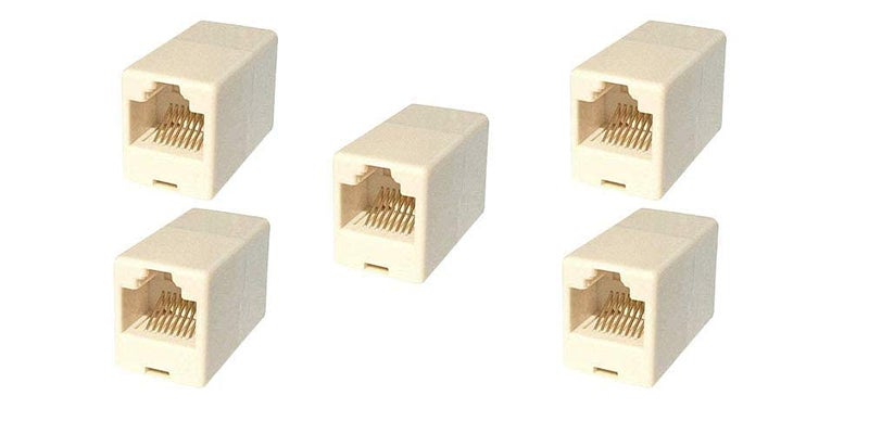 RJ45 8P8C CAT5, CAT5E, CAT6 Female to Female LAN Network Cable Connector -(Pack of 5)