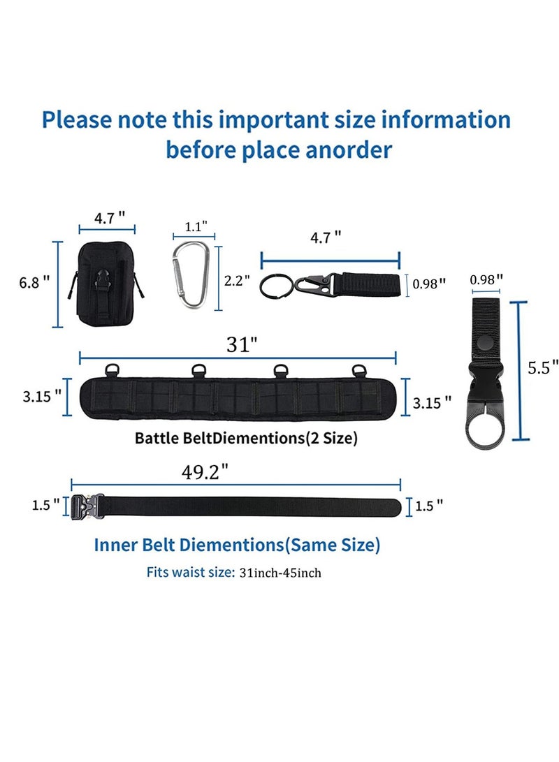 Bluejw 5-Piece Set Tactical Battle Belt Set,Slim Airsoft Molle Belt With Metal Buckle For Shooting Hunting,War Belt Game Belts And Bags Safe Life Defense Belts,Molle Pouch Included  - Image 2