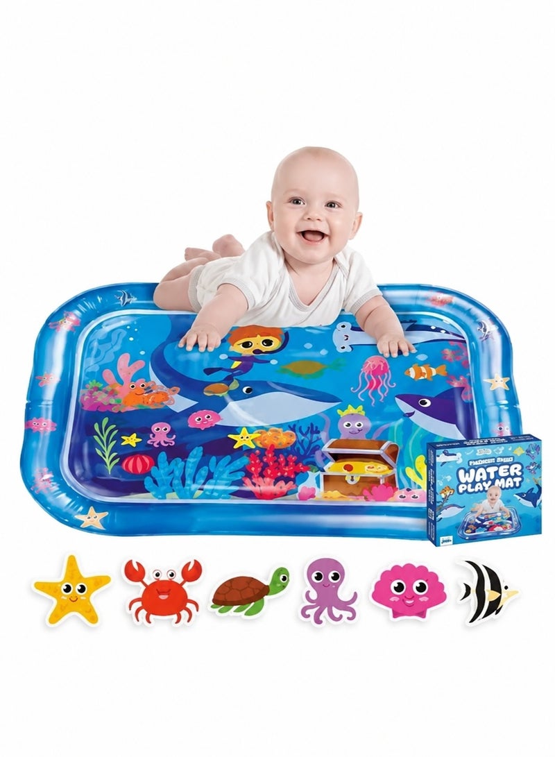 MUMS PLANET Tummy Time Water Mat ( 69 * 51 ) CM , Extra Large Multi-Stage Activity Center Baby Toys & Sensory Kids Toys, Baby Toys for new born- Inflatable Playmat Visual Stimulation Gift For Boys Girls Toys - Image 1