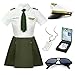 GC Girls Pilot Costume Kids Dress Up Outfits Toddler Sunglasses Hat Accessories Halloween Cosplay Role Play Party Gifts - Image 3