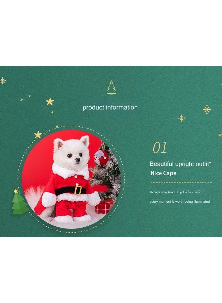 A.M Pet Dog And Cat Christmas Costumes Funny Santa Cosplay Elf Clothes Holiday Party Outfits w/Hat - Image 3