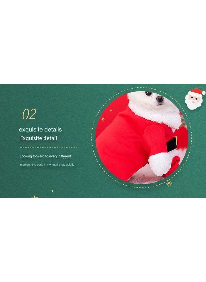 A.M Pet Dog And Cat Christmas Costumes Funny Santa Cosplay Elf Clothes Holiday Party Outfits w/Hat - Image 4