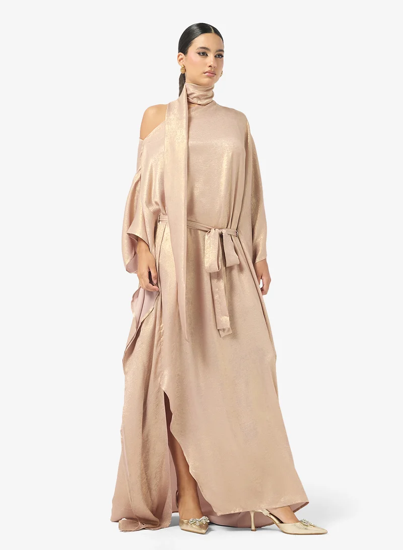 Metallic Crepe Maxi Dress