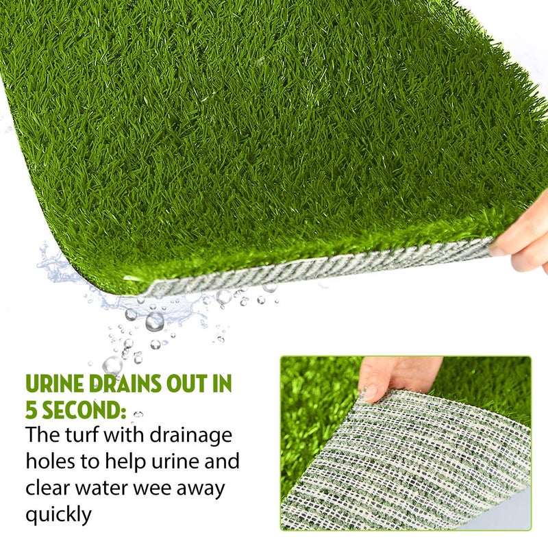 iMounTEK Dog Litter Box, Artificial Grass for Dogs Potty with Tray, Fake Grass Patch for Dogs Indoor and Outdoor Use, Puppy Training Pad, Best for Medium and Small Dog, by GPCT - Image 4