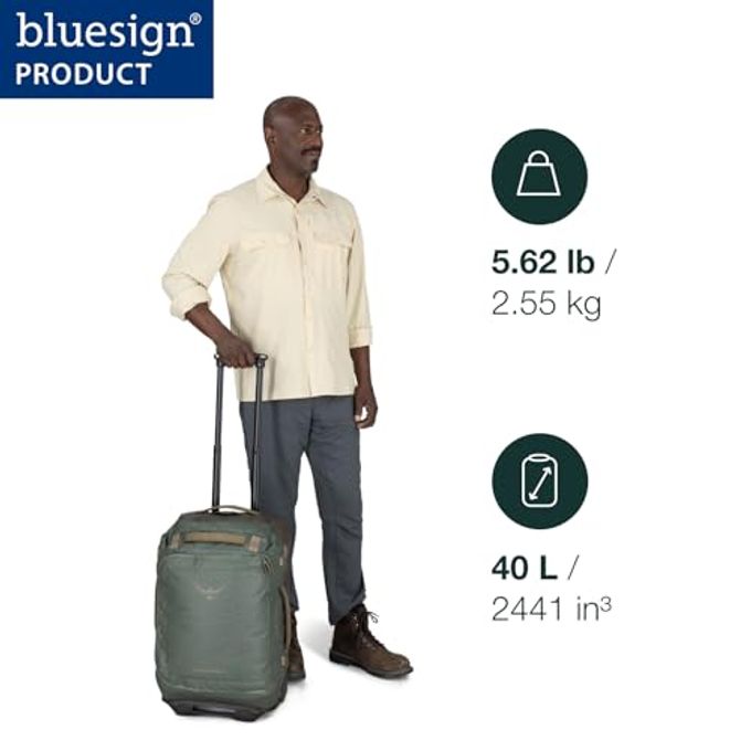 OSPREY Transporter 40L Wheeled Travel Duffel Bag Lightweight Carry On Rolling Suitcase For Men And Women, Pine Leaf - Image 5