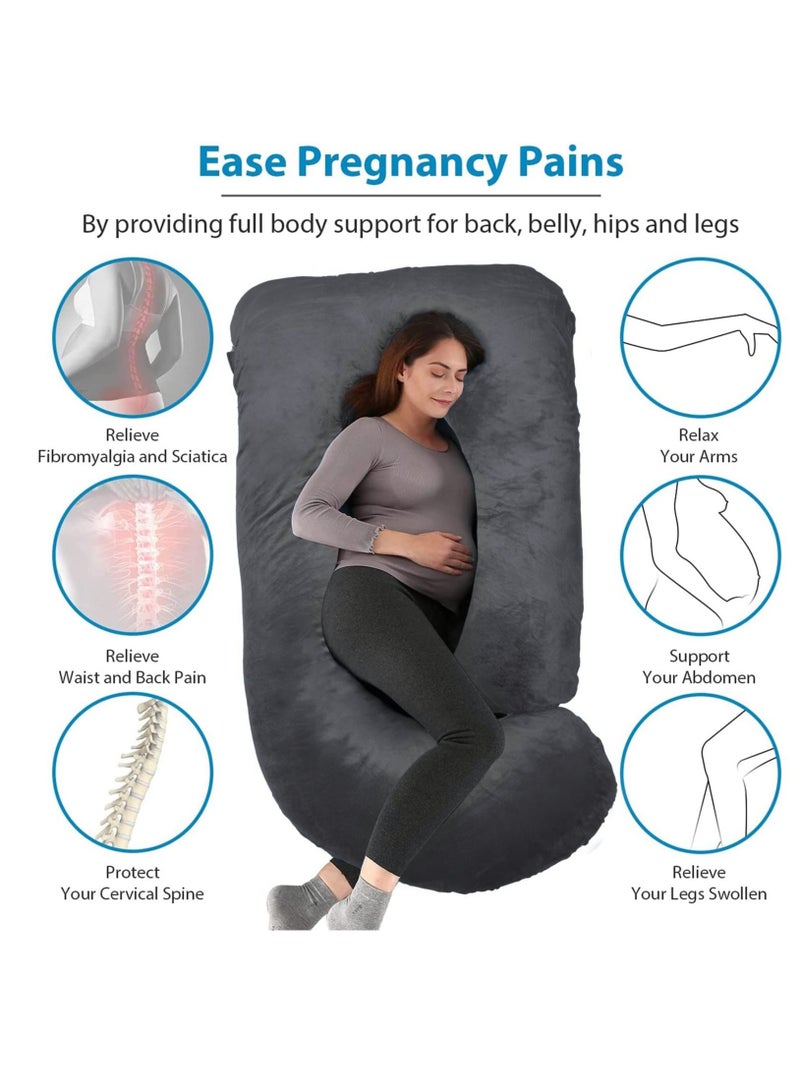 Arabest Pregnancy Pillows, Full Body Pillow with Removable Velvet Cover, Maternity Pillow for Pregnant Women (Black) - Image 2