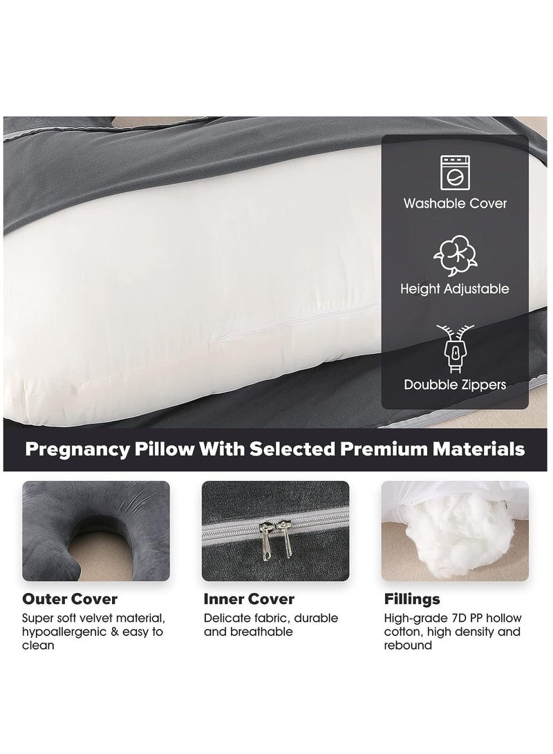 Arabest Pregnancy Pillows, Full Body Pillow with Removable Velvet Cover, Maternity Pillow for Pregnant Women (Black) - Image 3