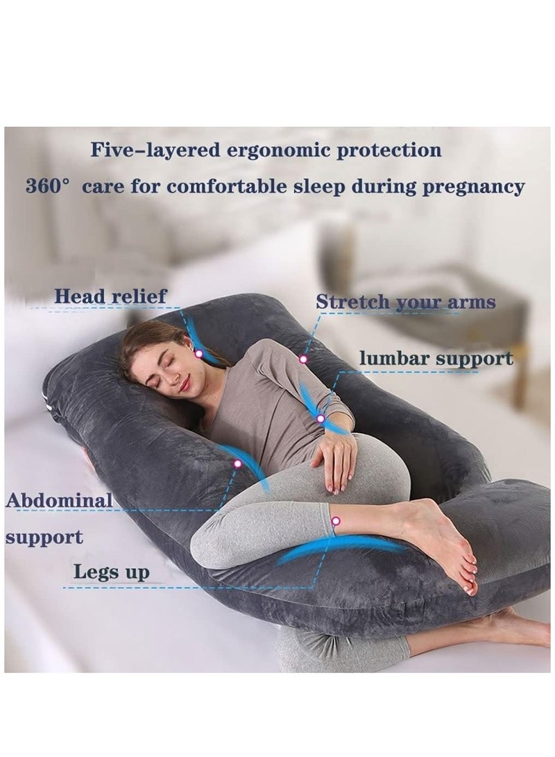 Arabest Pregnancy Pillows, Full Body Pillow with Removable Velvet Cover, Maternity Pillow for Pregnant Women (Black) - Image 5