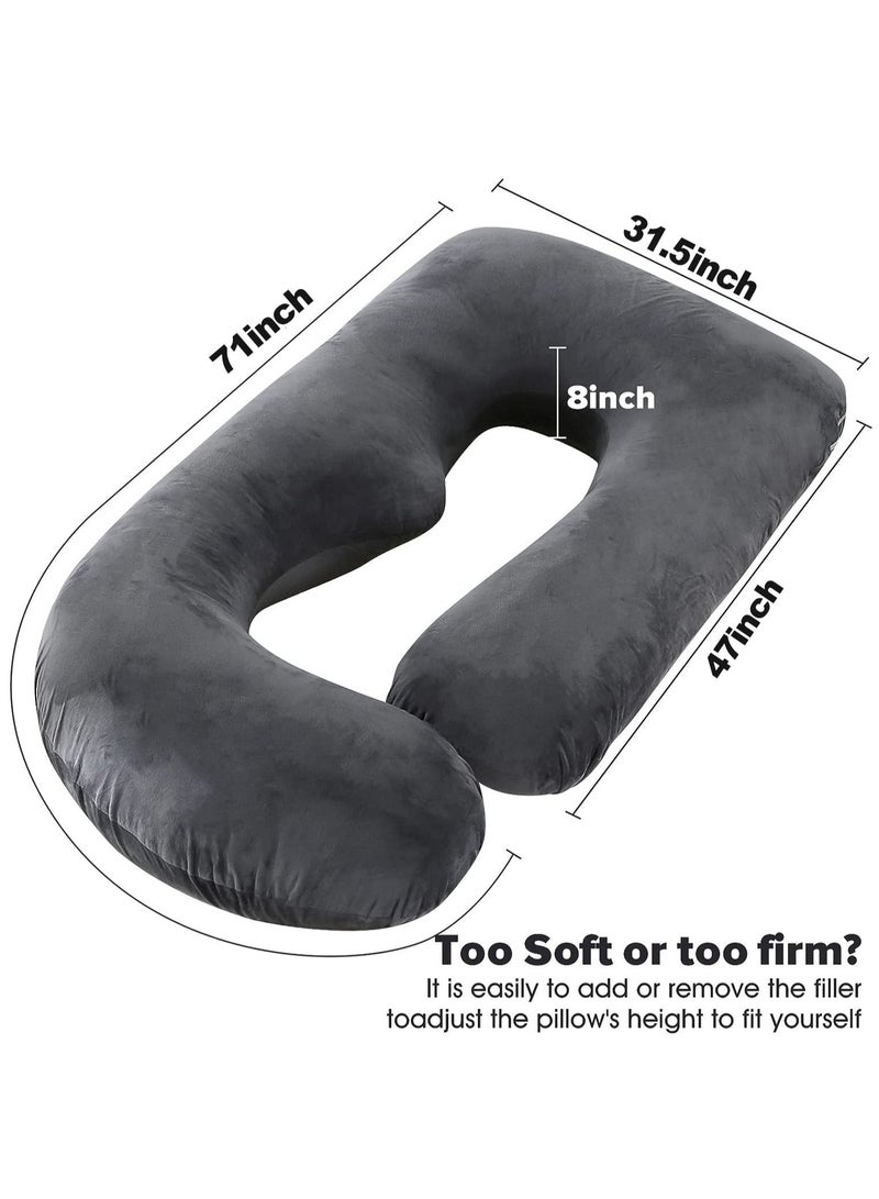 Arabest Pregnancy Pillows, Full Body Pillow with Removable Velvet Cover, Maternity Pillow for Pregnant Women (Black) - Image 4