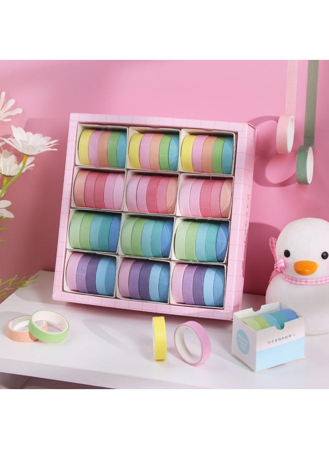 Bluejw Macaron Color Hand Account Suit Gift Box Solid Color Basic Vintage And Paper Tape Color Printing Hand Account Tape - Image 1