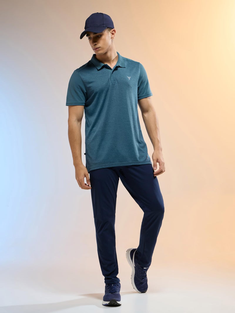 TECHNOSPORT Men's Slim Fit Polo Neck Half Sleeve T-Shirt for Running, Gym & Sports - (MTP846HBM_Horizon Blue_M) - Image 4