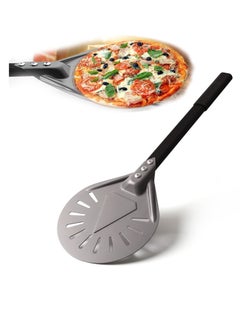 SYOSI Pizza Turning Peel, 7 Inch Round Aluminum Perforated Pizza Peel Turner with Metal Handle Pizza Paddle for Homemade Pizza Oven Accessories  - Image 1