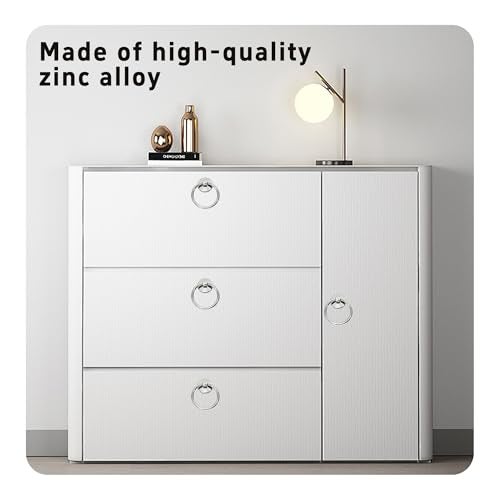 bociloy 8Pcs Metal Ring Pull Handle Knobs, Silver Drop Ring Drawer Pulls, Single Hole Zinc Alloy Handle Pulls for Cabinet, Dresser, Door, Cupboard - Image 4