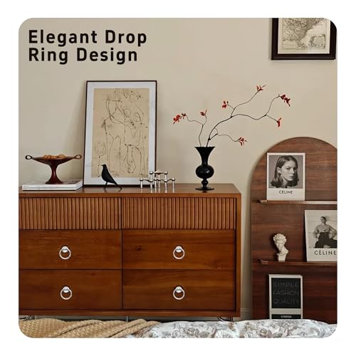 bociloy 8Pcs Metal Ring Pull Handle Knobs, Silver Drop Ring Drawer Pulls, Single Hole Zinc Alloy Handle Pulls for Cabinet, Dresser, Door, Cupboard - Image 5